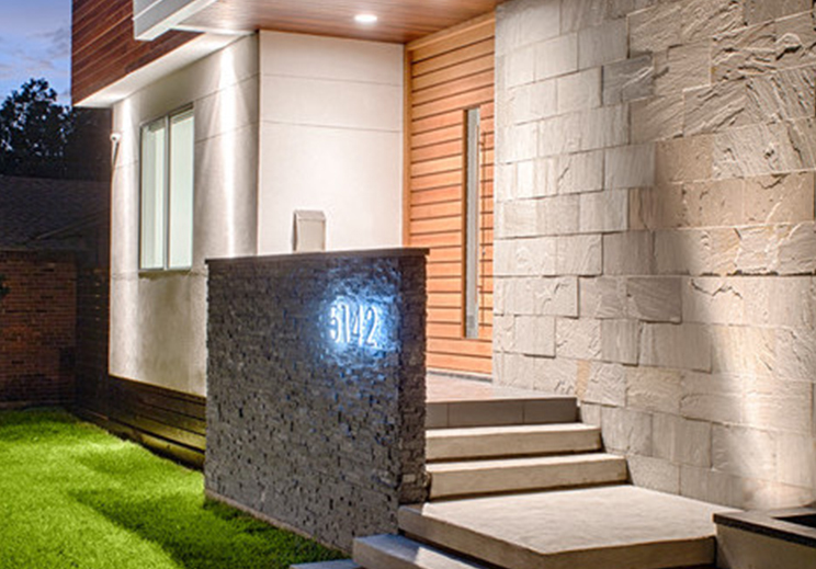 Modern Illuminated House Numbers Blue by Luxello LED Signage